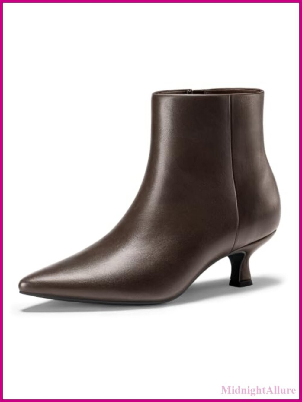 Kitten Heel Ankle Boots 2 Inch Pointed Toe Side Zipper Booties